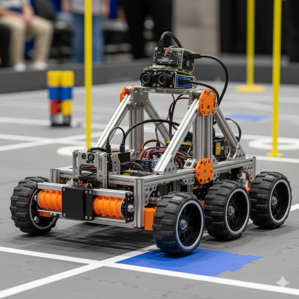 FTC robotics autonomous navigation system with computer vision sensors and aluminum frame