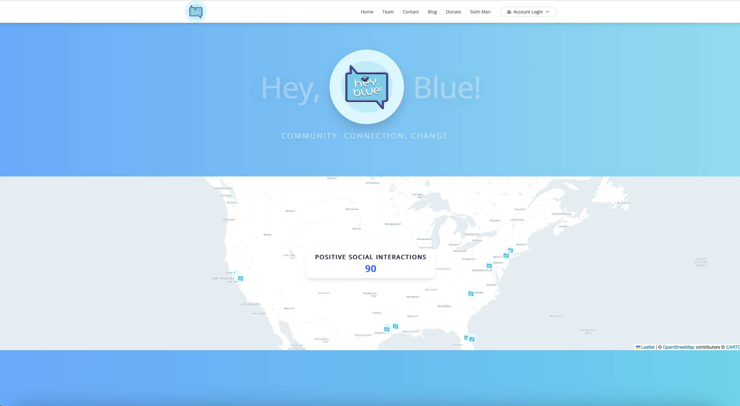 Hey Blue community platform interface connecting law enforcement with local communities